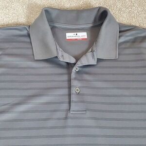 Grand Slam Performance Polo Shirt Men's Size Large Gray Stripe Short Sleeve